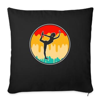 Yoga Méditation Rétro - Housse de coussin décorative 45 x 45 cm - noir - Devant