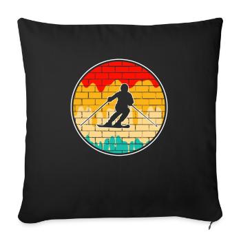 Ski Rétro - Housse de coussin décorative 45 x 45 cm - noir - Devant