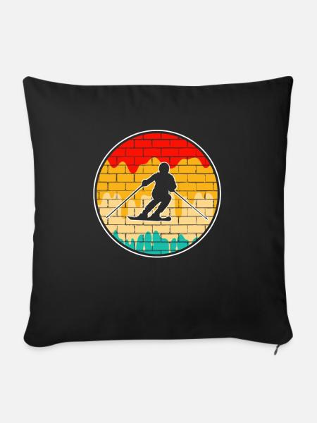 Ski Retro - Sofakissenbezug 45 x 45 cm - Schwarz