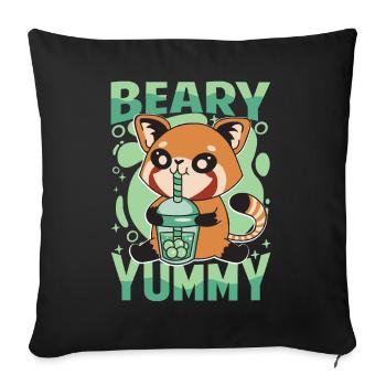 Beary Yummy - Cute Red Panda - Milk Tea - Sofa pillowcase 17,3'' x 17,3'' (45 x 45 cm) - black - Front