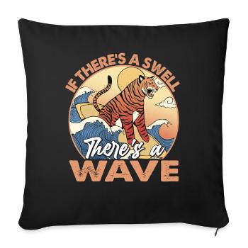 S’il y a une volonté, il y a une vague - Tiger - Surf - Housse de coussin décorative 45 x 45 cm - noir - Devant