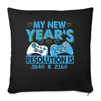 Ma résolution du Nouvel An est de 3840 x 2160 - Joueur - Housse de coussin décorative 45 x 45 cm - noir - Devant