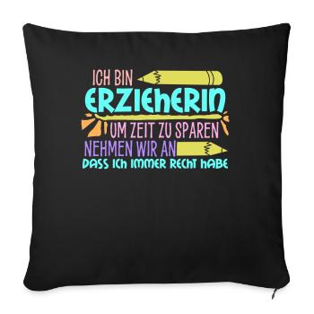 Erzieherin Erzieher Tagesmutter - Sofakissenbezug 45 x 45 cm - Schwarz - Vorne