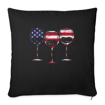 4th Of July Party Patriotic Day 4th Of July Wine - Sofa pillowcase 17,3'' x 17,3'' (45 x 45 cm) - black - Front