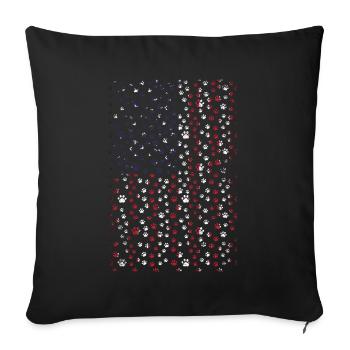 Dog Paws Drapeau américain 4 juillet Fête patriotique - Housse de coussin décorative 45 x 45 cm - noir - Devant