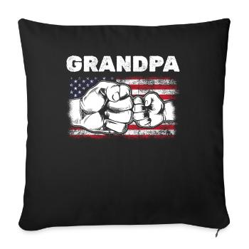 Drapeau américain Grand-père et petit-fils Fist Bump Grand-père - Housse de coussin décorative 45 x 45 cm - noir - Devant