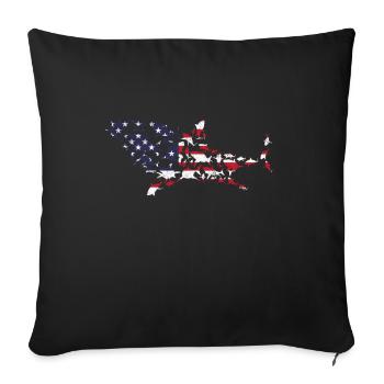 Great White Shark 4th Of July US Flag 4th Of July - Sofa pillowcase 17,3'' x 17,3'' (45 x 45 cm) - black - Front
