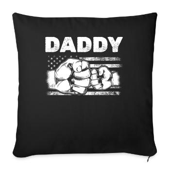 Patriotic Daddy DRAPEAU AMÉRICAIN Papa & Fils Fist Bump - Housse de coussin décorative 45 x 45 cm - noir - Devant