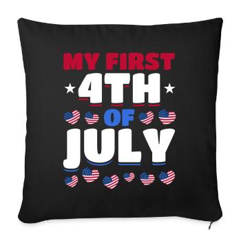 Journée patriotique Drapeau américain 4 juillet Fête Ma première - Housse de coussin décorative 45 x 45 cm - noir - Devant
