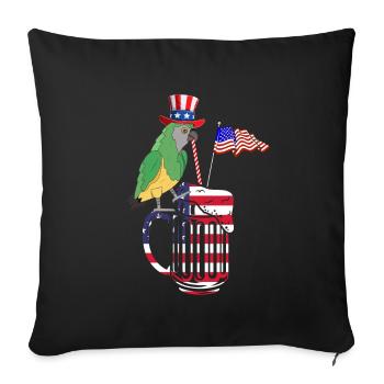 Drôle de fête patriotique Perroquet 4 juillet - Housse de coussin décorative 45 x 45 cm - noir - Devant