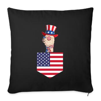 Llama Patriotic Day US Flag Llama Pocket 4th of - Sofa pillowcase 17,3'' x 17,3'' (45 x 45 cm) - black - Front