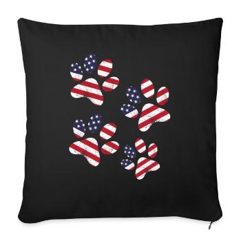 4th Of July Dog Paws US Flag Patriotic Day Dog - Sofa pillowcase 17,3'' x 17,3'' (45 x 45 cm) - black - Front