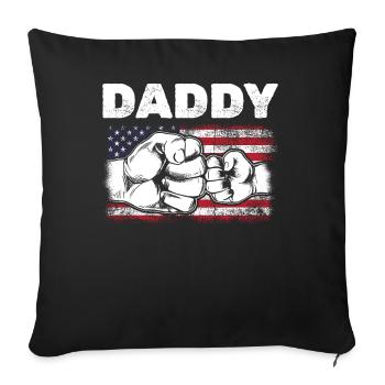Papa & Son Fist Bump American Daddy Drapeau américain - Housse de coussin décorative 45 x 45 cm - noir - Devant