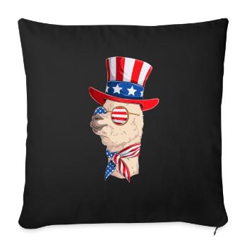 Funny Llama 4th of July Party Llama Patriotic Day - Sofa pillowcase 17,3'' x 17,3'' (45 x 45 cm) - black - Front