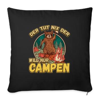 Der Tut Nix Der Will Nur Campen - Wohnmobil Natur - Sofakissenbezug 45 x 45 cm - Schwarz - Vorne