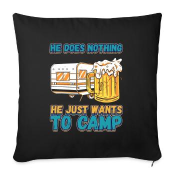 Der Tut Nix Der Will Nur Campen - Zelten Natur - Sofakissenbezug 45 x 45 cm - Schwarz - Vorne