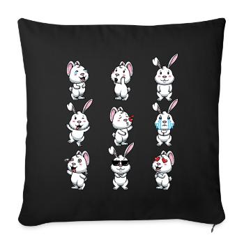 White Rabbit Emoticons Rabbit - Sofa pillowcase 17,3'' x 17,3'' (45 x 45 cm) - black - Front