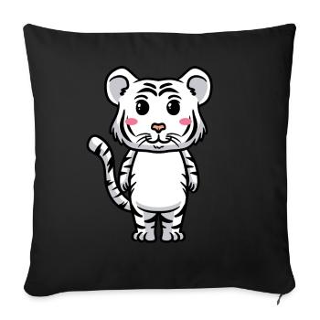 Tigre blanc Emoticon Tigre du Bengale - Housse de coussin décorative 45 x 45 cm - noir - Devant