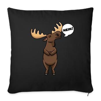 Sturer Elch mit Elchgeweih Elentier Nein - Sofakissenbezug 45 x 45 cm - Schwarz - Vorne