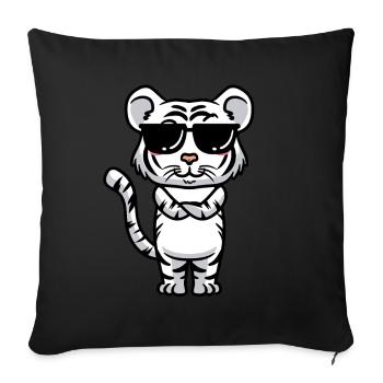 Tigre blanc Emoticon Tigre du Bengale - Housse de coussin décorative 45 x 45 cm - noir - Devant