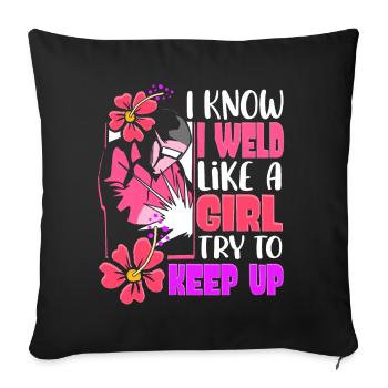 Je soude comme une fille soude - Housse de coussin décorative 45 x 45 cm - noir - Devant