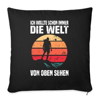 Bergsteiger Wanderer Bergsteigen - Sofakissenbezug 45 x 45 cm - Schwarz - Vorne