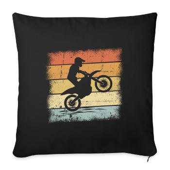 Motorcross Retro - Sofa pillowcase 17,3'' x 17,3'' (45 x 45 cm) - black - Front