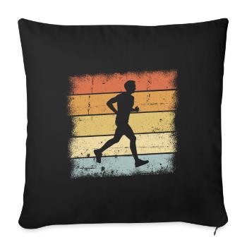Coucher de soleil de jogging - Housse de coussin décorative 45 x 45 cm - noir - Devant