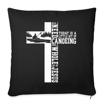 Canoe Canoeing Jesus Cross Vintage - Sofakissenbezug 45 x 45 cm - Schwarz - Vorne