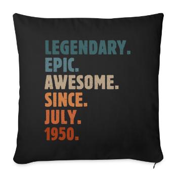1950 July Vintage Birthday Gift - Sofa pillowcase 17,3'' x 17,3'' (45 x 45 cm) - black - Front