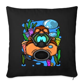 Scuba Diver Monkey Diving Goggles Scuba Diving - Sofakissenbezug 45 x 45 cm - Schwarz - Vorne