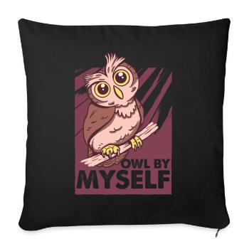 Owl By Myself - Drôle d’oiseau bizarre - Ornithol - Housse de coussin décorative 45 x 45 cm - noir - Devant