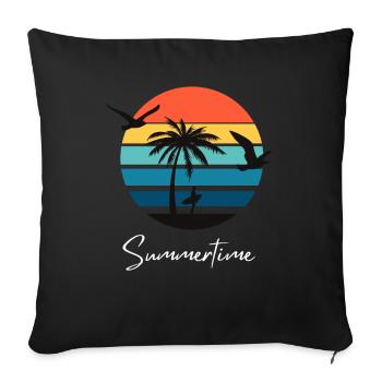 Chemise d’été d’été Femmes Hommes - Housse de coussin décorative 45 x 45 cm - noir - Devant