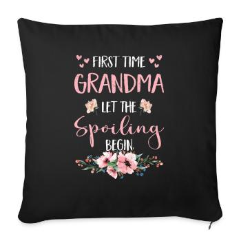 Grand-mère Enceinte Plus grande grand-mère Fleurs Grands-parents - Housse de coussin décorative 45 x 45 cm - noir - Devant