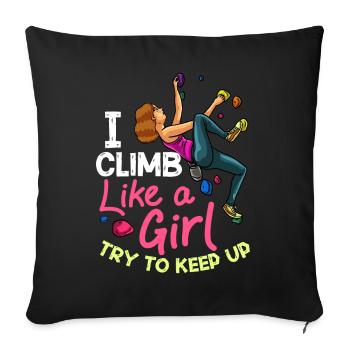 Rock Climbing Climbing Indoor Bouldering Girls Wall - Sofa pillowcase 17,3'' x 17,3'' (45 x 45 cm) - black - Front
