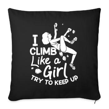 Rock Climbing Climbing Indoor Bouldering Girls Wall - Sofa pillowcase 17,3'' x 17,3'' (45 x 45 cm) - black - Front