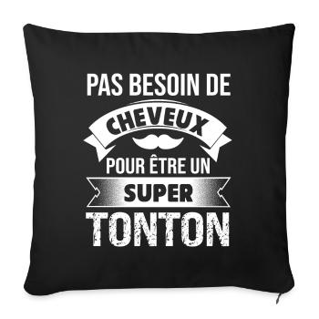 Toncle Chauve Idée Cadeau Humour Oncle - Housse de coussin décorative 45 x 45 cm - noir - Devant