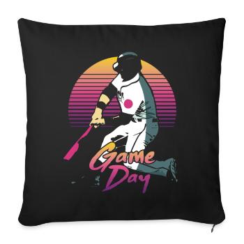Baseball Fan Vintage Retro Batter - Sofakissenbezug 45 x 45 cm - Schwarz - Vorne