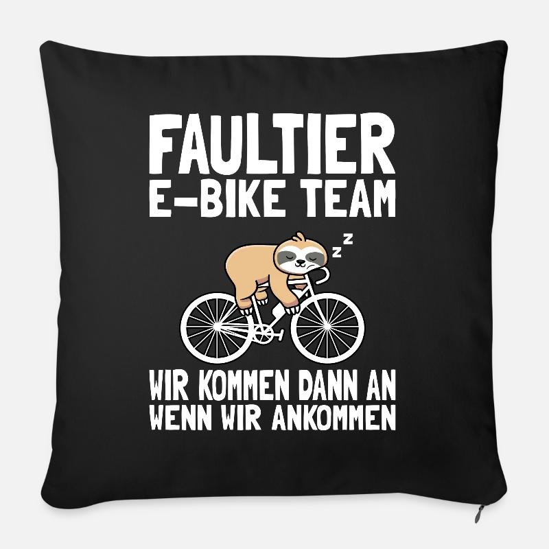 Faultier E-Bike Team - Sofakissenbezug 45 x 45 cm - Schwarz