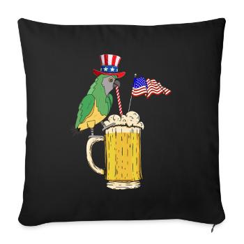 Parrot Bird 4 juillet Fête patriotique Parrot - Housse de coussin décorative 45 x 45 cm - noir - Devant