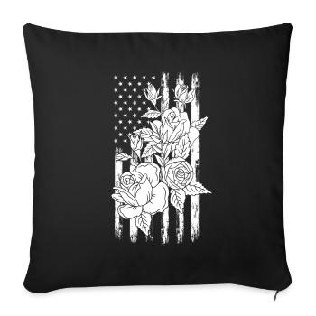 4 juillet Fleur de fête Drapeau américain Journée patriotique 4 - Housse de coussin décorative 45 x 45 cm - noir - Devant