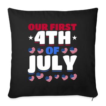 American Flag Hearts 4th Of July Party Notre première - Housse de coussin décorative 45 x 45 cm - noir - Devant