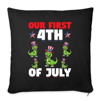 Patriotic Dino Patriotic Dinosaur Notre Premier 4ème de - Housse de coussin décorative 45 x 45 cm - noir - Devant