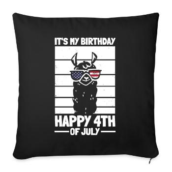 Patriotic Party Llama It's My Birthday Happy 4th - Sofa pillowcase 17,3'' x 17,3'' (45 x 45 cm) - black - Front