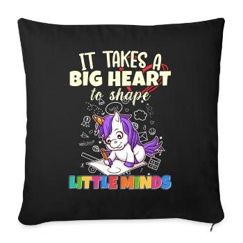 It Takes A Big Heart To Shape Little Minds Teacher - Sofa pillowcase 17,3'' x 17,3'' (45 x 45 cm) - black - Front