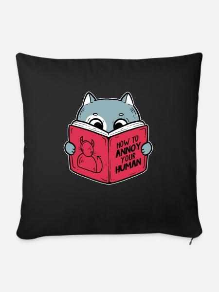 Come infastidire il gattino umano Gatto domestico - Pudebetræk 45 x 45 cm - sort