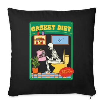 Casket Diet - Vegan Recipes - Skelly's 3 Step Plan - Sofa pillowcase 17,3'' x 17,3'' (45 x 45 cm) - black - Front