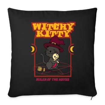 Witchy Kitty - Ruler Of The Abyss - Sofa pillowcase 17,3'' x 17,3'' (45 x 45 cm) - black - Front