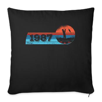 Pêcheur né en 1987 Anniversaire Fliegenflischen - Housse de coussin décorative 45 x 45 cm - noir - Devant