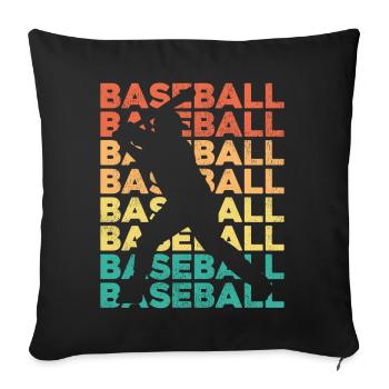 Baseball Fan Retro Vintage Batter - Sofakissenbezug 45 x 45 cm - Schwarz - Vorne